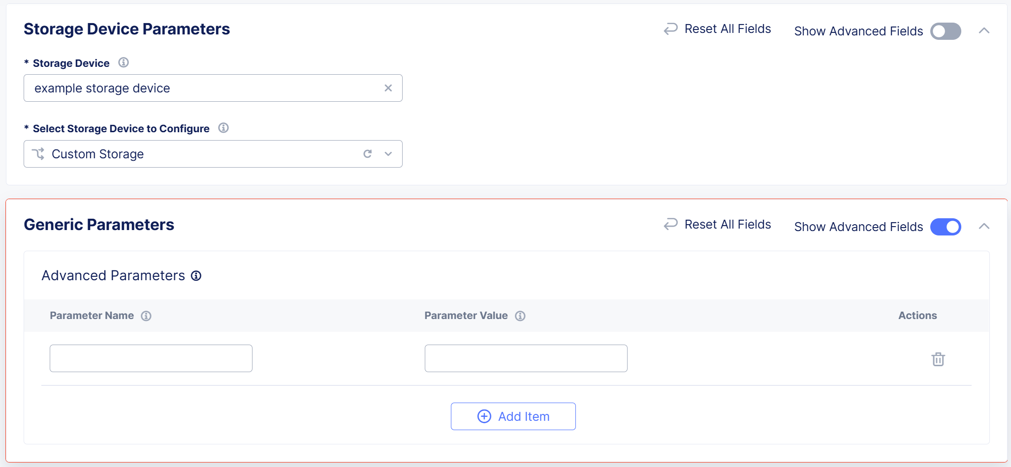 Figure: Configure Custom Storage Device
