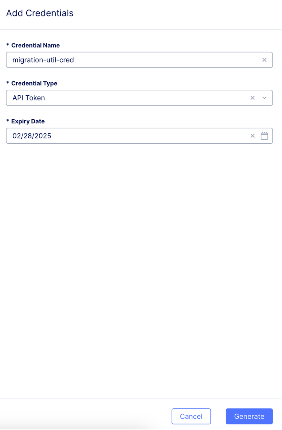 Figure: Add Credentials