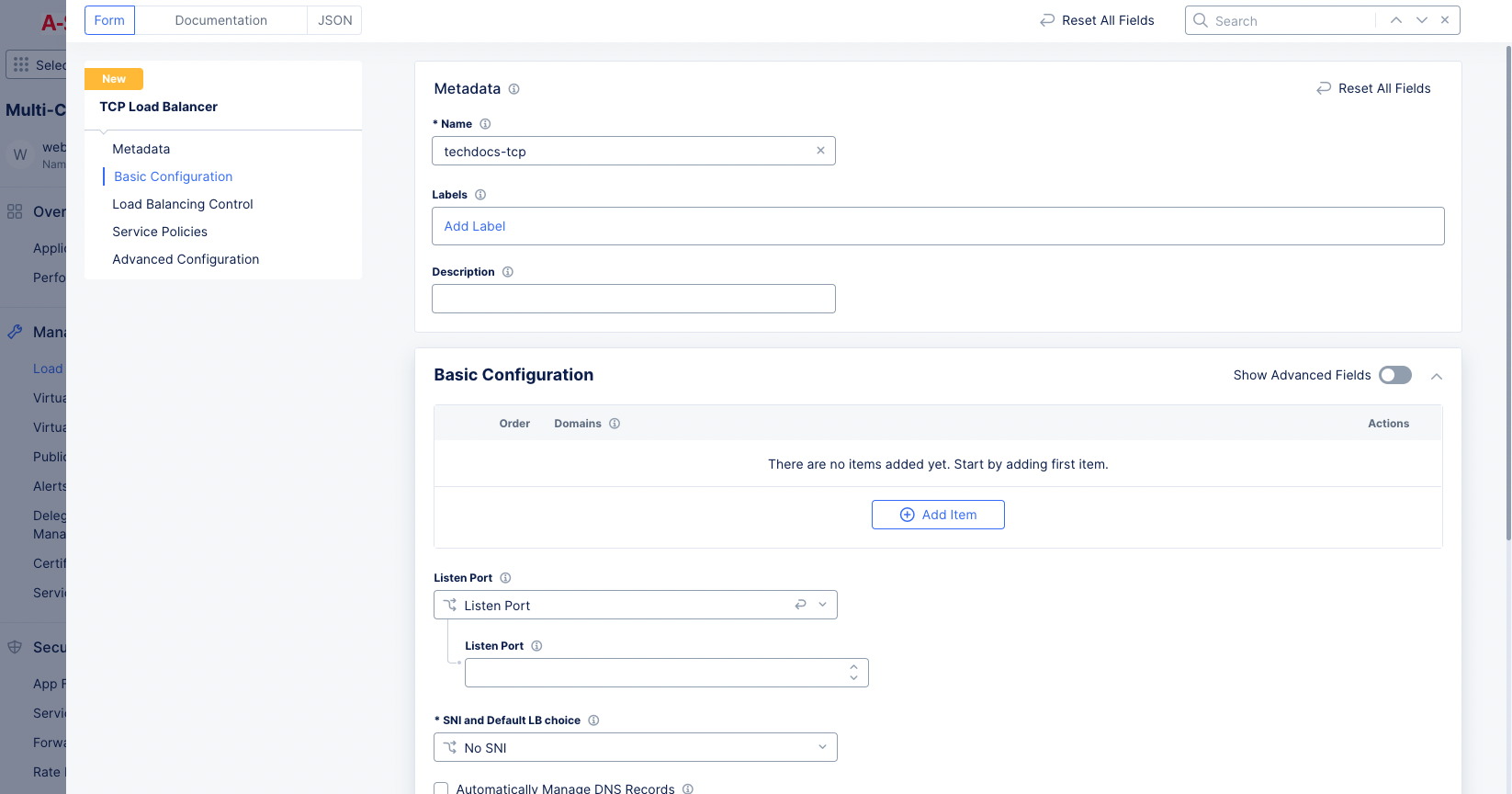 Figure: Creation Form