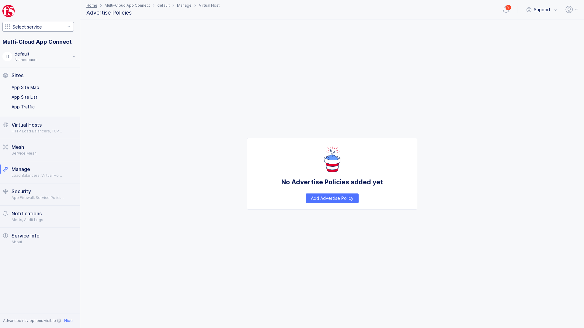 Figure: Add Advertise Policy