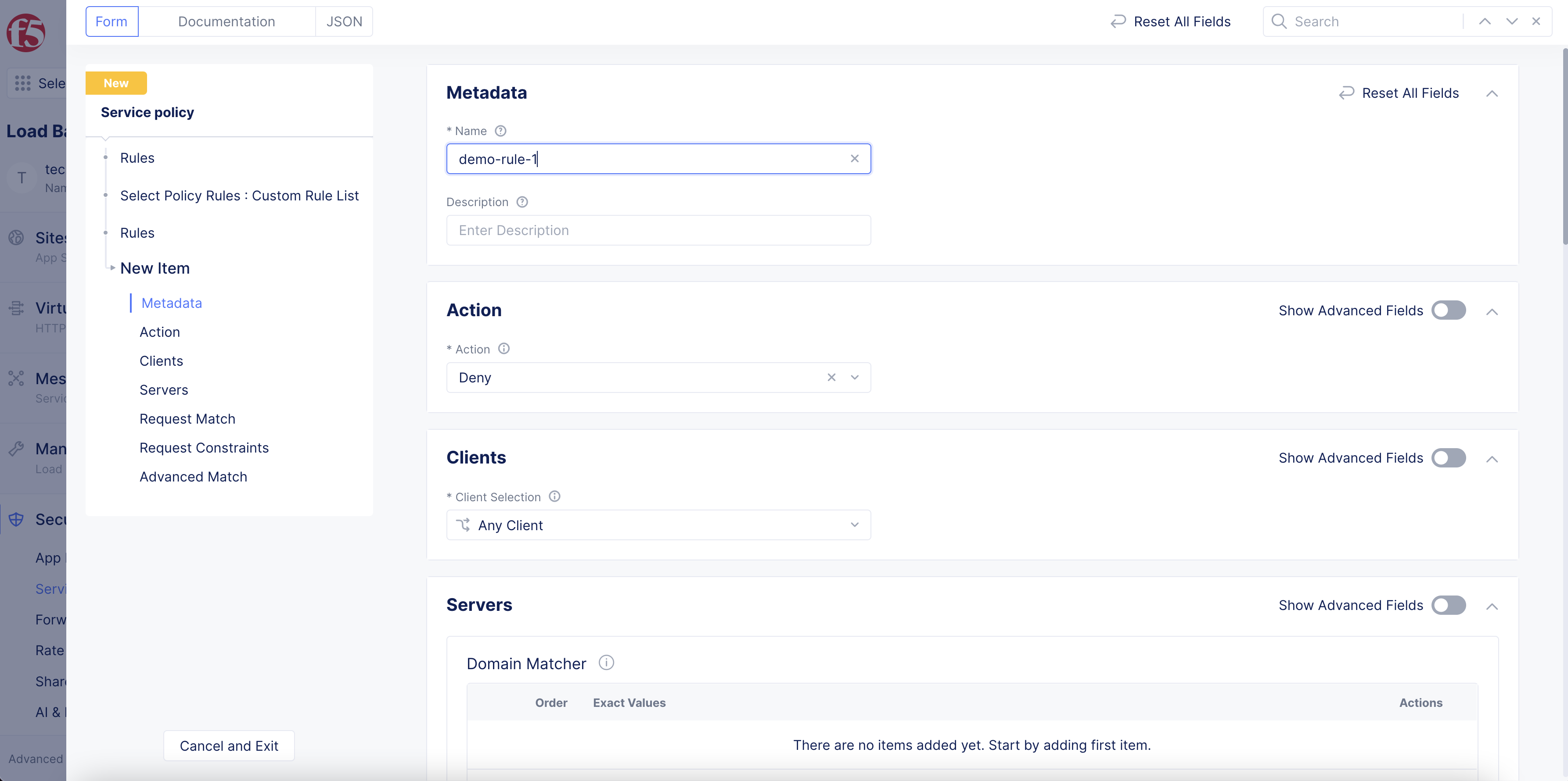 Figure: Custom Rule Creation