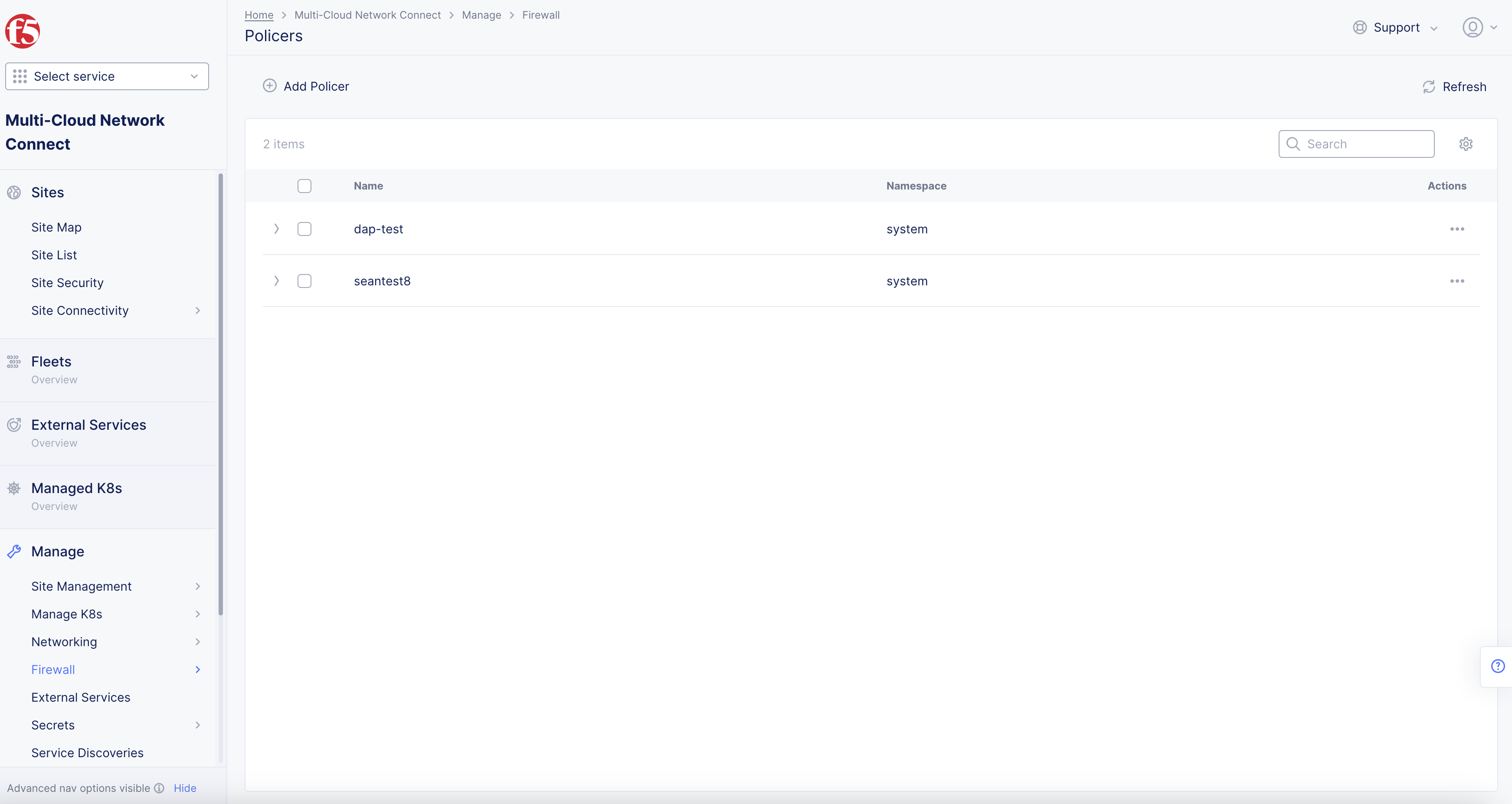 Figure: Shared Objects > Policer